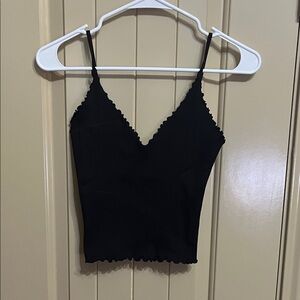 Free People Black Ribbed Crop Top